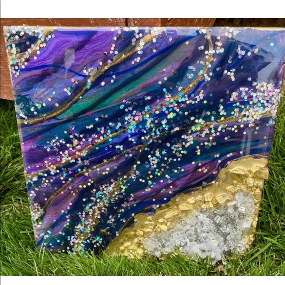 Lunar Milkyway' Original Geode Resin Art
